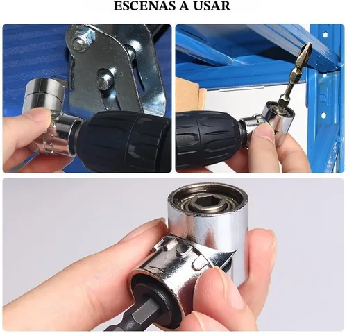 Vista 3 de CIGOTU Juego de extensión de adaptador de llaves de mano de grado de impacto, 3 piezas de 1/4 3/8 1/2 pulgadas con vástago hexagonal + accesorio
