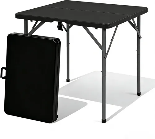 Vista 21 de Mesa Plegable de 4 Pies de Altura Ajustable con Asa Incorporada, Mesa Plegable Portátil de Servicio Pesado de 4 Pies con Patas de Acero