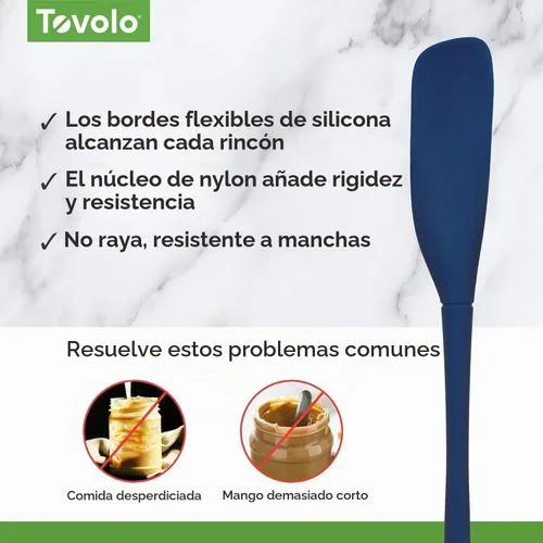 Vista 4 de Tovolo Espátula de silicona para tarros de mango largo, herramienta de raspado de goma para mezcladoras de tarros de mermelada de mantequilla