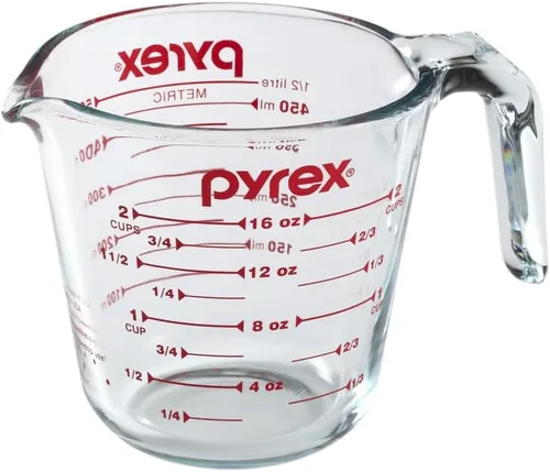 Vista 5 de Pyrex Prepware 6001075 - Taza medidora, diseño de gráficos rojos, transparente