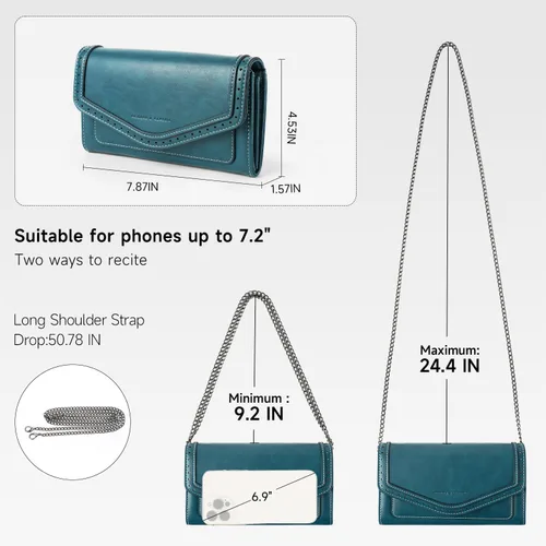Vista 5 de Monedero pequeño para mujer, bolso de noche con cadena, bolso cruzado con ranuras para tarjetas