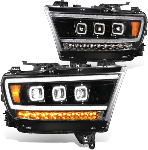Vista 12 de DNA MOTORING Par de faros LED compatibles con Ram 1500 2500 3500 13-18, luces de proyector de haz alto y doble bajo, LED Switchback, cromado