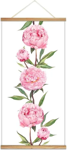 Vista 20 de wall26 Póster colgante de madera enmarcado con hermosas flores de invierno, impresión para el hogar, listo para colgar, 18 x 36 pulgadas