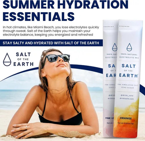 Vista 6 de Salt of the Earth Electrolito de alta calidad sin azúcar – Hecho con sal rosa del Himalaya – Paquetes de polvo de hidratación Ingredientes premium