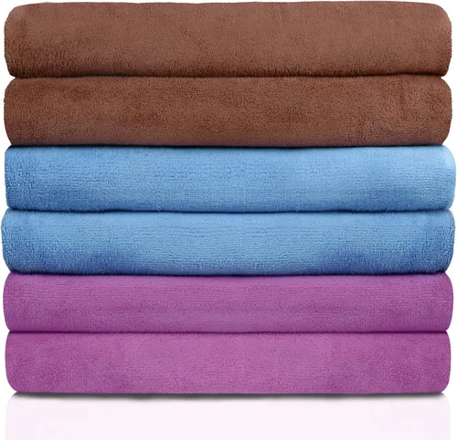 Vista 10 de MERRY HOME Paquete de 6 toallas de baño de microfibra, 27 x 55 pulgadas, de secado rápido, súper suaves, altamente absorbentes, multiusos
