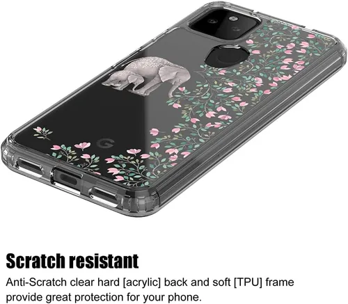 Vista 4 de Funda transparente para Google Pixel 5a con 5G (6.34 pulgadas, 2021) [Elefante]