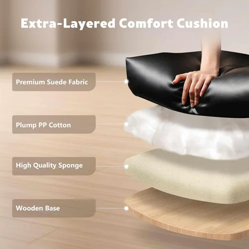 Vista 5 de Silla de oficina ergonómica para grandes y altos, silla ejecutiva moderna de mediados de siglo con soporte lumbar, respaldo alto, cojín grueso, piel