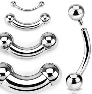 Vista 3 de Pierced Owl - 316L Stainless Steel 12-00GA Large Gauge Internally Threaded Curved Barbell