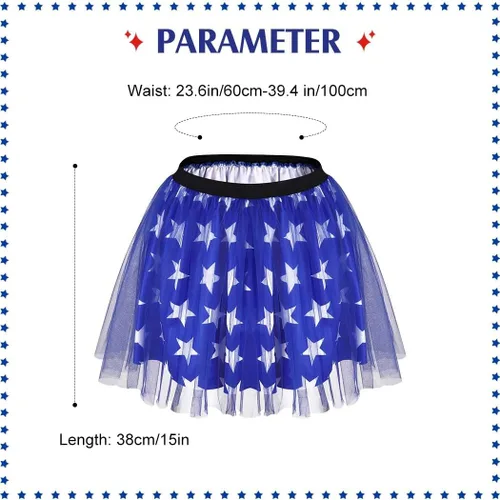 Vista 6 de TWINKLEDE Falda del 4 de julio, falda patriótica de tutú para el Día de la Independencia, falda de baile para mujeres y niñas