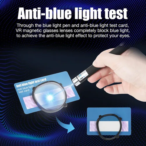 Vista 4 de VR Anti-Blue Light Glasses for Oculus Quest 2,Customized VR Accessories with Magnetic Alloy Frame and Blue Light-Blocking Lenses,Support The