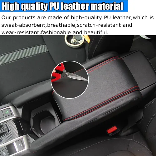 Vista 4 de Accesorios interiores personalizados para Honda 10th Civic/Hatchback 2016 2017 2018 2019 2020 2021, cubierta de cuero para consola central