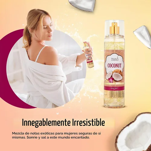 Vista 4 de Lujosa bruma corporal de coco con fragancia fina, regalos perfumados de lujo cálidos y acogedores para mujeres, botella de spray de bruma fina de 8