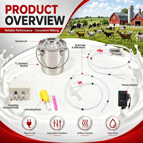 Vista 4 de Nakkaa 7L 2 en 1 cabras y vacas ordeñadora eléctrica