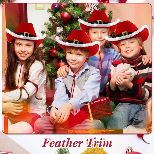 Vista 6 de Suhine Light up Santa Claus Cowboy Hats Christmas LED Flashing Cowgirl Hat Bulk with Lights for Women Men Xmas Cowboy Decor