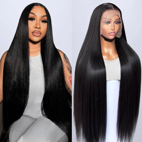 Vista 10 de Hermosa - Pelucas de cabello humano con encaje frontal HD de 13 x 4 pulgadas, prearrancadas con cabello de bebé, densidad 180, transparente, 9A