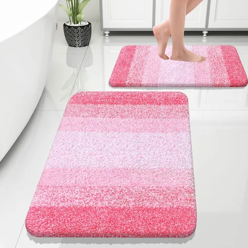 Vista 55 de OLANLY - Juego de tapetes para baño de 2 piezas, de microfibra, suaves y absorbentes, antideslizantes, lavables a máquina y para secadora, felpudos