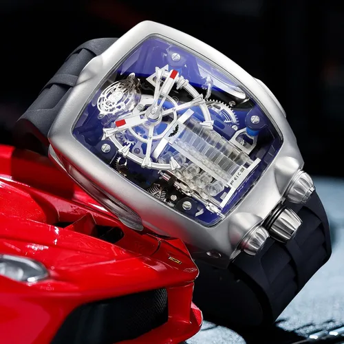 Vista 3 de FEICE Watches for Men Automatic Skeleton Watch Waterproof Mineral Glass Japanese Movement Supercar Wristwatch Anti Shock Business Tourbillon FM666