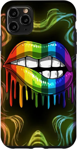 Vista 13 de Rainbow Lip Drip Lesbiana Gay Pride Bisexual Transgénero LGBT Funda para iPhone 17