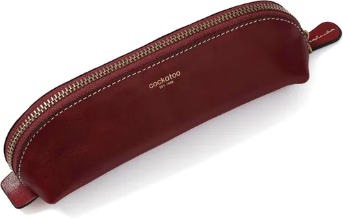 Vista 10 de Cockatoo Estuche para lápices de piel auténtica, soporte para accesorios, bolsa de papelería, estuche con cremallera para el trabajo y la oficina