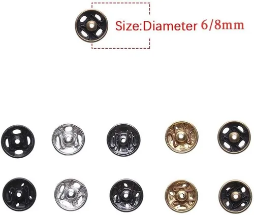 Vista 2 de 48 botones de cierre de metal, mini botones a presión para coser, botones de presión para ropa de muñeca, accesorios de costura para ropa