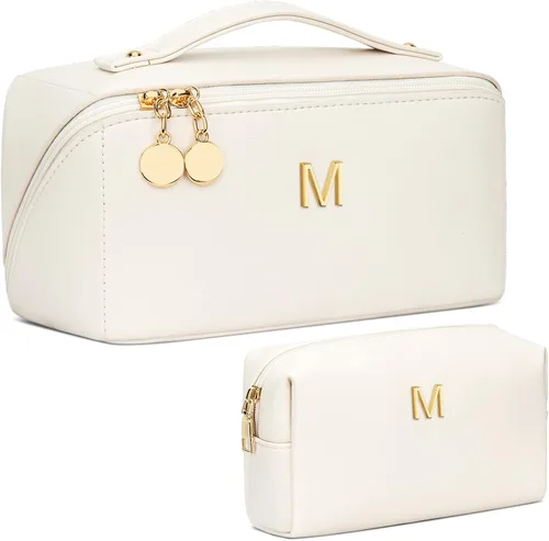 Vista 80 de Regalos de cumpleaños para mujeres y adolescentes, juego de bolsas organizadoras de maquillaje con iniciales personalizadas, bolsa de cosméticos