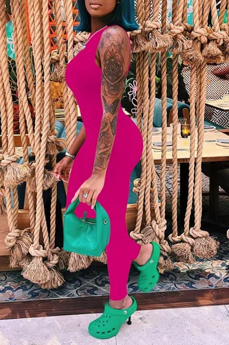 Vista 9 de PRETTYGARDEN Enterizo ajustado de verano para mujer, casual, sin mangas, elástico, de una pieza, ajustado, para mujer