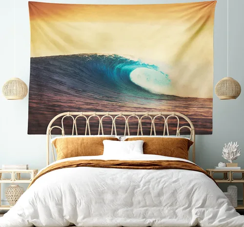 Vista 130 de Ambesonne Tapiz de hongos, atmósfera psicodélica, escena astral estrellada con motivos orientales trippy, decoración de tela para colgar en la pared