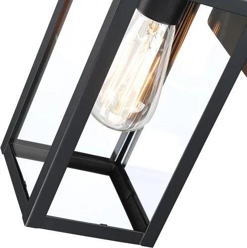 Vista 7 de Paquete de 2 Luces de Aplique para Exteriores - Luz de Pared Exterior de 12 Pulgadas, Aplique Exterior de Acero y Vidrio para Porche, Farol de Pared