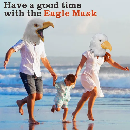 Vista 3 de Halford Eagle Mask, Closed Open Mouth White Eagle Head Mask, Novelty Latex Hawk Face Masks for Party Props