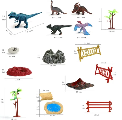 Vista 3 de 21 piezas de decoraciones de pastel de dinosaurio, figuras de dinosaurios para cumpleaños temáticos de niños, decoración de cupcakes de dinosaurio