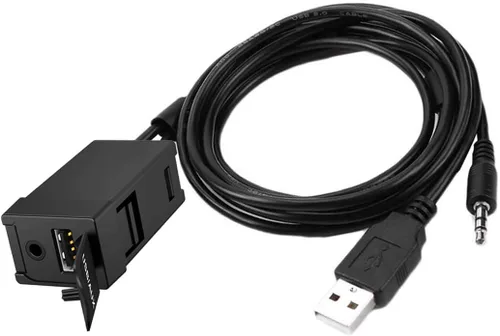 Vista 9 de USB AUX Flush Mount - Cable de extensión Jack para panel de tablero de automóvil compatible con Toyota, 3.5mm y enchufe de montaje de extensión USB
