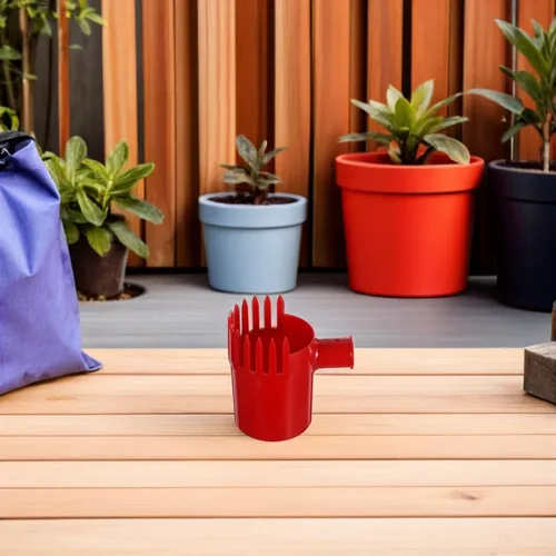 Vista 7 de Fruit Harvesting Tool Basket Comb with Ergonomic Handle, Red Plastic