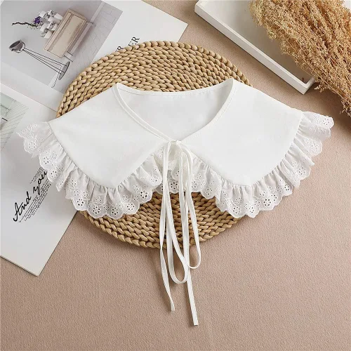 Vista 5 de YEKEYI Collar falso desmontable bordado cuello Ruff mini capa Dickey collar para mujeres niñas