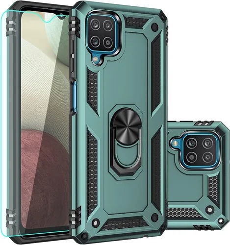 Vista 9 de Funda para Galaxy A12, con protector de pantalla, grado militar, 16 pies, probada contra caídas con soporte magnético, funda protectora para Galaxy