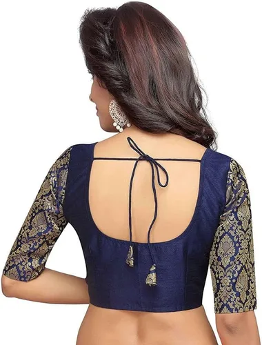 Vista 2 de Blusa de Sari con mangas hasta el codo de Bollywood Georgette para mujer