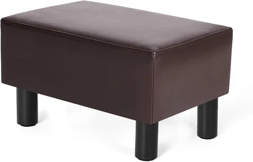 Vista 13 de Joveco Reposapiés pequeño otomano, reposapiés rectangular moderno para sala de estar y dormitorio (cuero sintético negro)