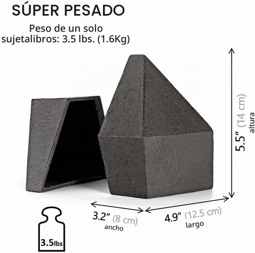 Vista 3 de Sujetalibros decorativos, hierro fundido resistente, decoración de estantes artísticos, temática abstracta geométrica (negro) por Ambipolar Negro