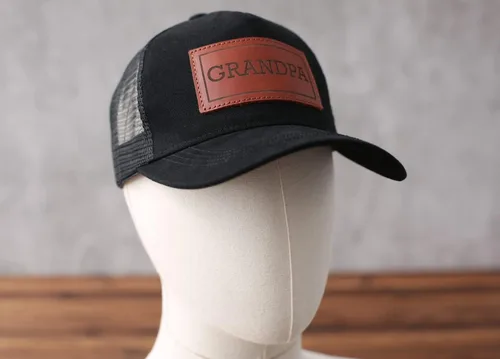 Vista 6 de Sombrero de papá de regalo para el día del padre Nuevo sombrero de camionero de regalo para papá sombrero de golf con parche de cuero personalizado