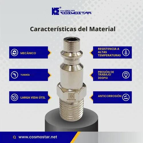 Vista 6 de COSMOSTAR Industries - Enchufe de aire MNPT de acero de 1/4 de pulgada, enchufe de 1/4 de pulgada y conector NPT de 1/4 pulgadas, enchufes