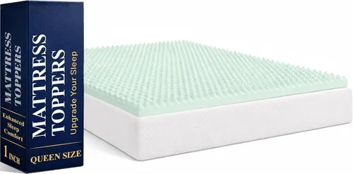 Vista 14 de Greaton, Cubrecolchones de espuma viscoelástica de gel contorneado de 1 pulgada para mayor comodidad y apoyo, individual, azul.
