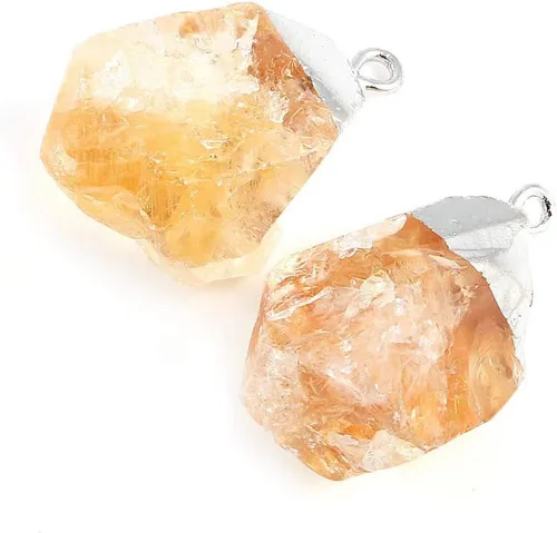 Vista 4 de LHJ 3 colgantes de piedra citrina natural, colgantes irregulares de cristal curativo amarillo para hacer joyas, collares, pulseras y meditación