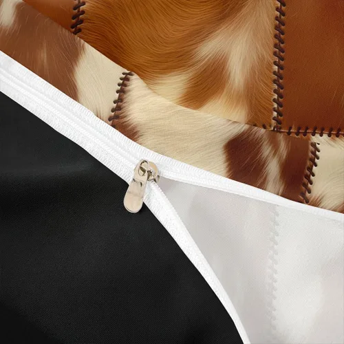 Vista 6 de Juego de ropa de cama con estampado de piel de vaca para niños, juego de funda de edredón con patrón de piel de vaca, juego de funda de edredón