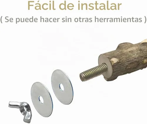 Vista 2 de LIMIO Perca para pájaros, 4 piezas, soporte de madera natural, juguetes para periquitos, accesorios para jaulas de pájaros, suministros de conure