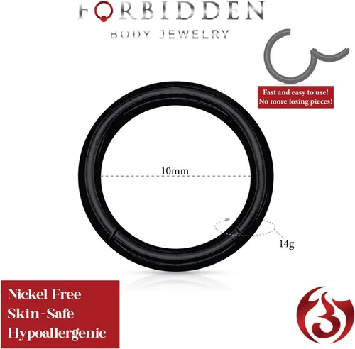 Vista 105 de Forbidden Body Jewelry - Piercing para la nariz de acero quirúrgico 316L con bisagra, 14G, 16G, 18G, diámetro de 15/64, 5/16, 25/64, 15/32 pulgadas