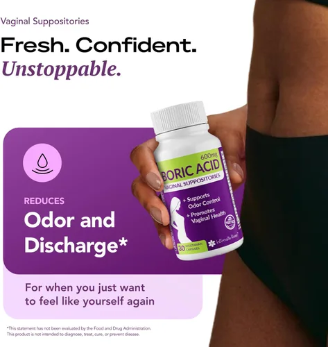 Vista 4 de Supositorios vaginales de ácido bórico Intimate Rose, 14 unidades para desodorización femenina y frescura - Cápsulas veganas