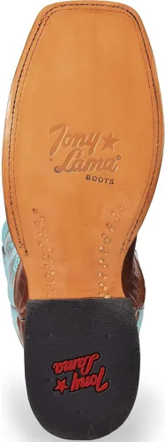 Vista 5 de Tony Lama Mens Sealy Square Toe Casual Botas Mid Calf - Azul, Marrón