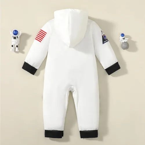 Vista 3 de Disfraz de Halloween para niño recién nacido, traje de Halloween para bebé, mameluco de astronauta