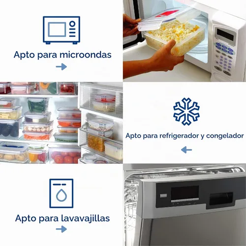 Vista 4 de Popit! - Juego de 8 recipientes transparentes para almacenamiento de alimentos, aptos para microondas y congelador, caja pequeña grande