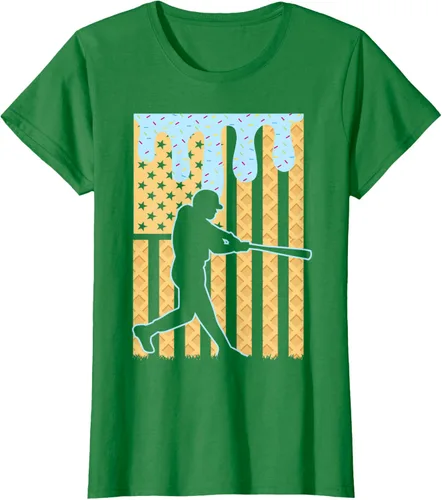 Vista 33 de Camiseta de béisbol Drip Boys Dripping Ice Cream Baseball American Flag, Negro -, Pequeña