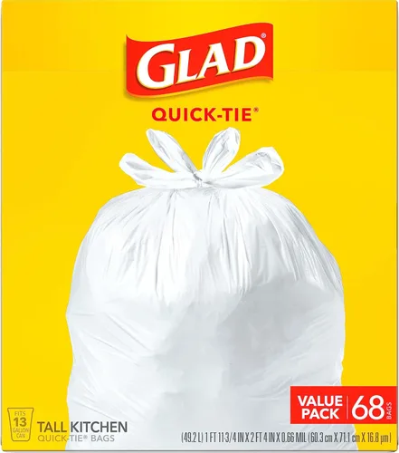 Vista 5 de Glad Bolsas de basura altas de cocina de 13 galones, bolsas de basura sin perfume, con amarre rápido, 68